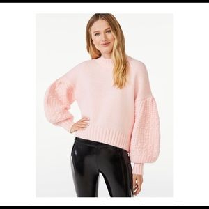 Scoop cropped bubble sleeve sweater